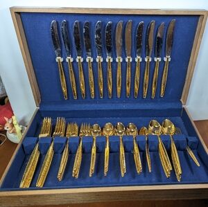 Longines Symphonette Elegant Gold 78 Piece Flatware Set Service For 12